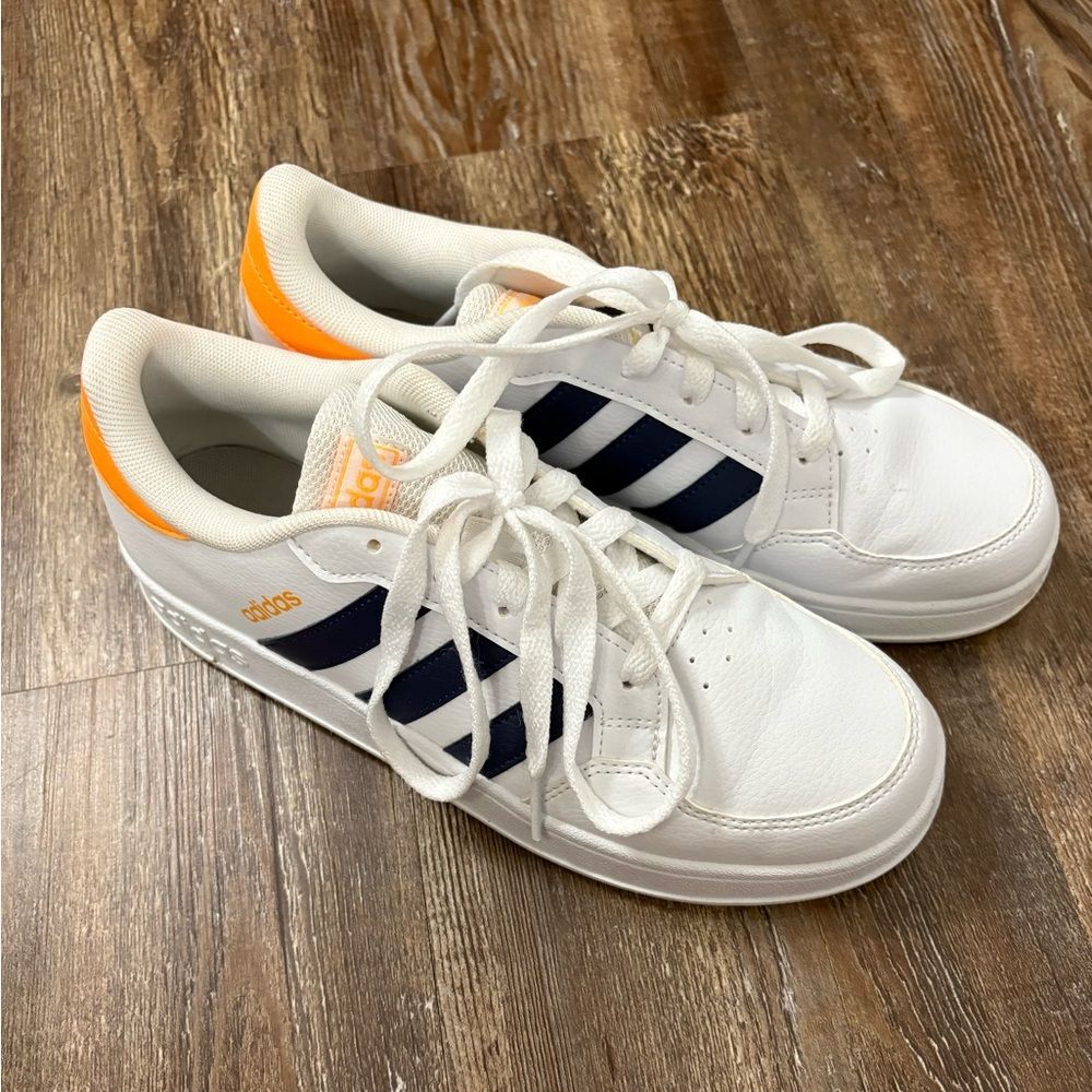 Adidas Breaknet White/Orange/Black Walking Sneakers 5 Skater Streetwear Basic